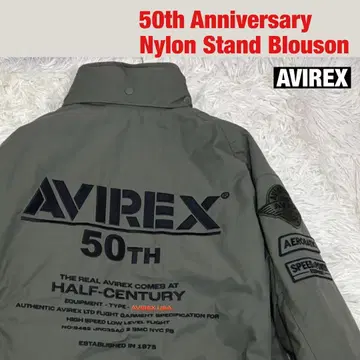 [ AVIREX ] 50주년 나일론 스탠드 블루종 올리브