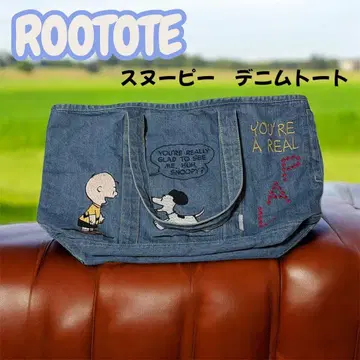 ROOTOTE 스누피 백 데님 자수 토트 빈티지 가공