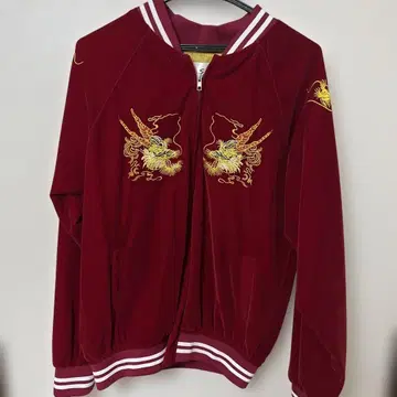 빨간 벨벳 스카잔 드래곤 자수