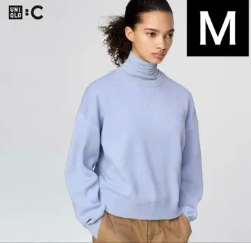 유니클로 스무스 코튼 크루넥 스웨터 블루 M