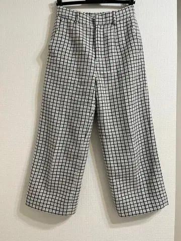 INDIVI 체크 무늬 와이드 팬츠 36 사이즈
