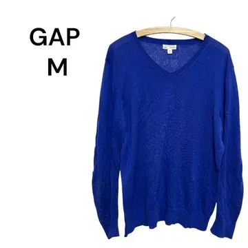 [컨디션 최상] GAP 갭 린넨 혼방 V넥 니트 스웨터 블루 M 린넨