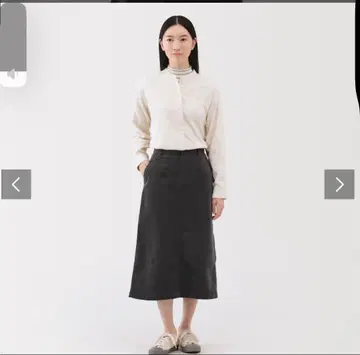 무인양품 스트레치 코듀로이 내로우 스커트 다크 그레이 XXL