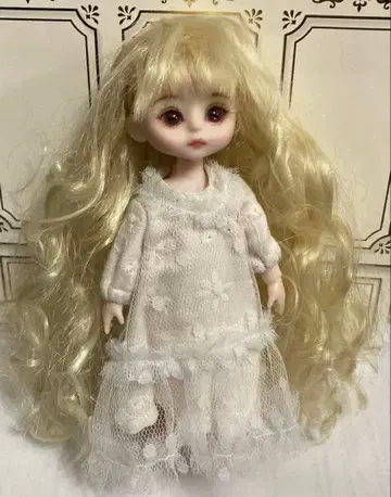 세리아인형 큐트 대용 가발 허니 블론드 웨이브 헤어 핸드메이드