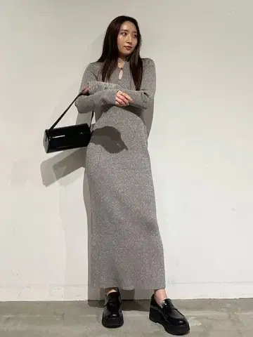 lagunamoon 라메 블렌드 리브 니트 원피스