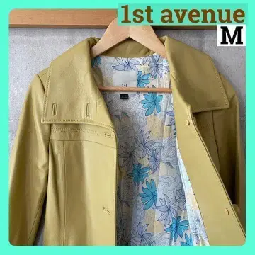 1st.avenue 부드러운 라무 가죽 코트 M 겨자색