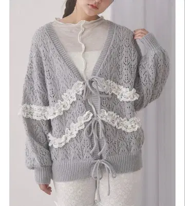 시스루 니트 프릴 가디건