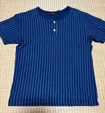 일본제 구 플랫 헤드 헨리넥 워배시 T셔츠 네이비