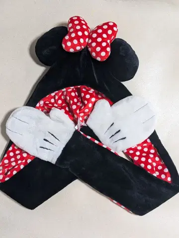디즈니 미니 마우스 후드 부착 머플러, 장갑, 팬 캡