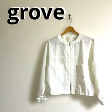 새상품급 grove 노카라 화이트 집업 시어 블루종 L 사이즈