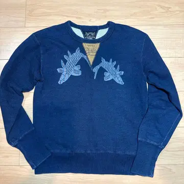 EVISU 도락 물고기 자수 맨투맨 38사이즈 네이비