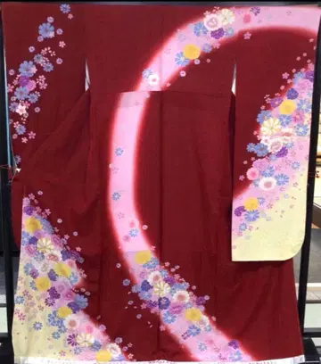 약간의 하자가 있음 순수 실크 후리소데 재단 완료 리메이크-A