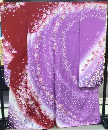 약간 하자 있음 순수 실크 후리소데 재단 완성 리메이크-w