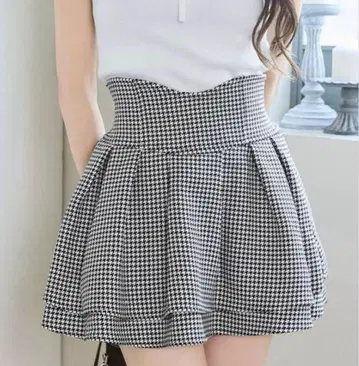 미셸 마카롱 슬림 레그 스커트 하운드투스 체크 M