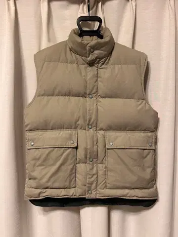 80s Eddie Bauer 다운 베스트 M 사이즈 베이지 블랙 택