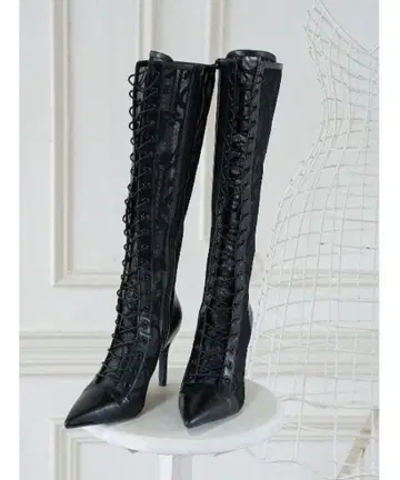 Darich 블랙 레이스업 롱 부츠 S 사이즈
