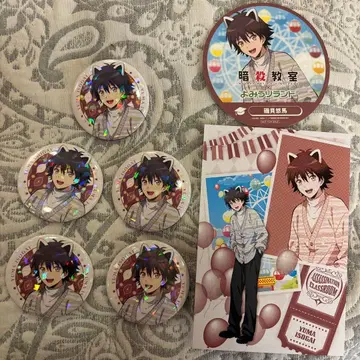 암살교실 캔뱃지 5개 세트 코스터 엽서