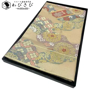 후쿠로 오비 노을에 꽃무늬 꽃칠보 금실 O-3938