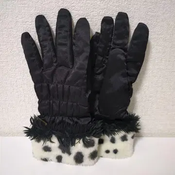 ANNA SUI 안나수이 장갑 5손가락 블랙 달마시안 패턴