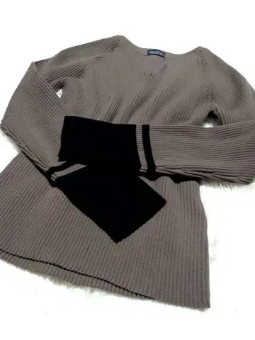 BRAHMIN 바이컬러 리브 니트