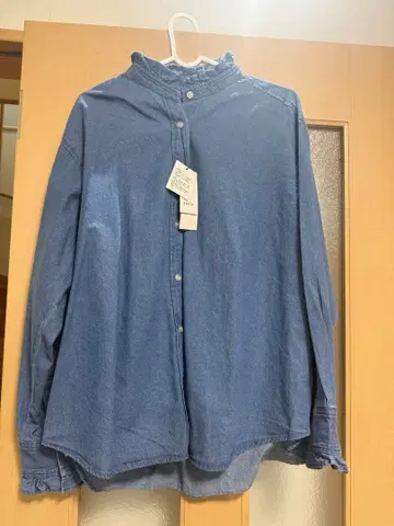 데님 블루 프릴 셔츠 M