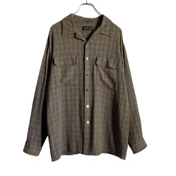 80s90s USA제 GILLIO 레이온 오픈 카라 셔츠 호배색