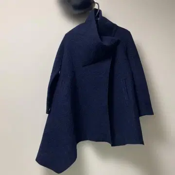 1월 2일까지 한정 게재 [ mizuiro ] 네이비 울 비대칭 코트