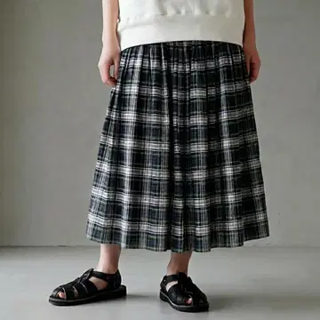 올드 맨즈 테일러 타탄 체크 개더 스커트
