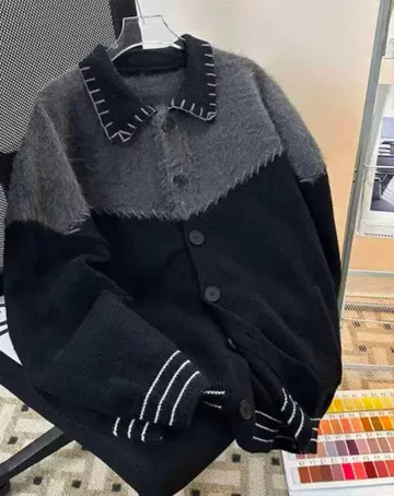 울 & 아크릴 혼방 캐주얼 오버 사이즈 자켓