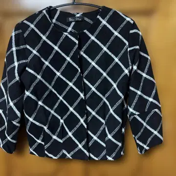 노카라 체크 자켓 블랙/화이트