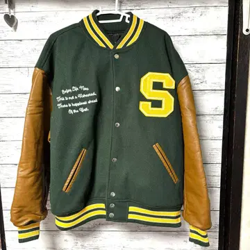 새상품급 CPCM 바시티 자켓 M 그린 브라운