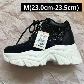 [ 새상품 ] 에스페란자 큥핏 인솔 통굽 스니커즈 블랙 M 사이즈