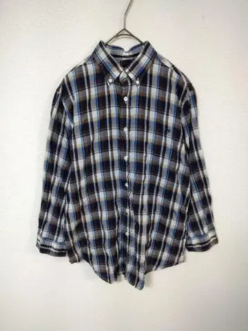 짐플렉스 7부 소매 셔츠 여성용 M 체크 무늬 자수 로고