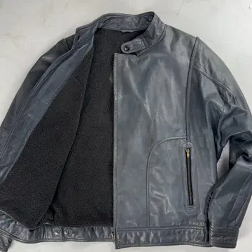 레어 싱글 라이더 소가죽 보아 안감 스탠드 카라 그레이 y2k