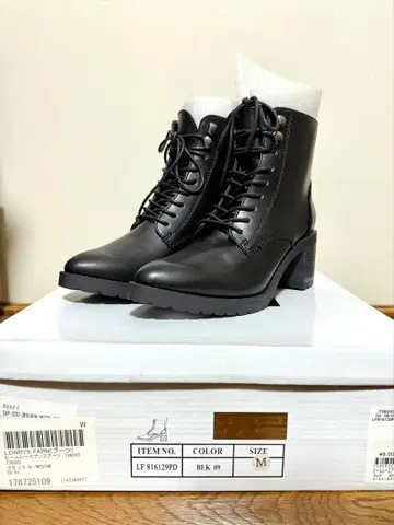 새상품 LOWRYS FARM 힐 레이스업 부츠 블랙