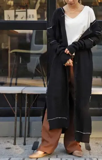 안티카*극상 울 혼방 디자인 롱 가디건 antiqua