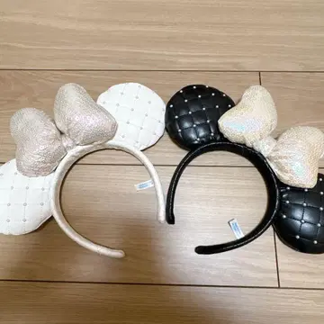 디즈니 머리띠 퀼팅 블랙 화이트 세트