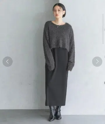 [택 포함] 라메 샤기 2P 세트 원피스