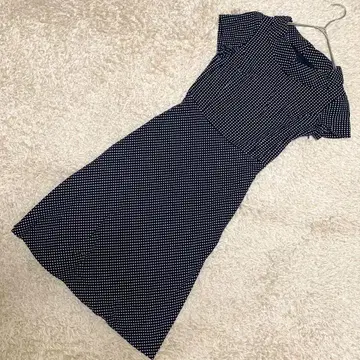 [양품] SCOT CLUB 도트 무늬 원피스 네이비 반팔 일본제 9호