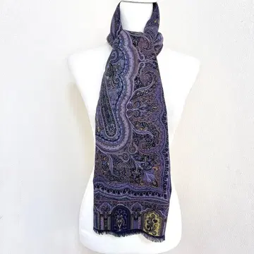 에트로 스톨 울 실크 혼방 페이즐리 이탈리아제 퍼플 대형 스카프