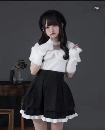 Pal elfy 암워머 포함 리본 샤기 니트