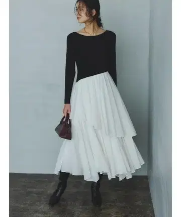 택 포함 새상품 anuans 보트넥 불규칙 헴 도킹 니트 원피스