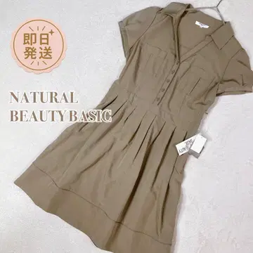 택 포함 내추럴 뷰티 베이직 [ L ] 플리츠 셔츠 원피스 무릎 기장