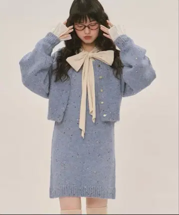 loin nuit 로완뉴이 스팽글 니트 셋업 블루