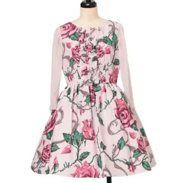 MILK 꽃무늬 긴팔 원피스 로지 로즈 핑크