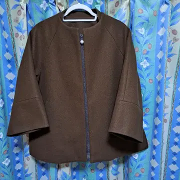 [ 새상품급 ] 브라운 노카라 자켓 플레어 소매 F