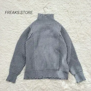 프릭스스토어 니트 스웨터 긴팔 터틀넥 울 혼방 그레이 F