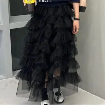 튤 프릴 티어드 롱 스커트 Mejoul