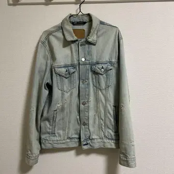 ZARA 데님 자켓 빈티지 가공 라이트 블루