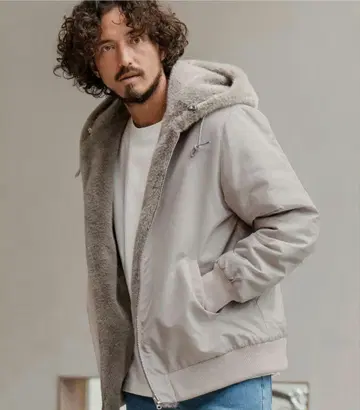 CAMBIO 칸비오 리버서블 보아 자켓 후드 부착 그레이지